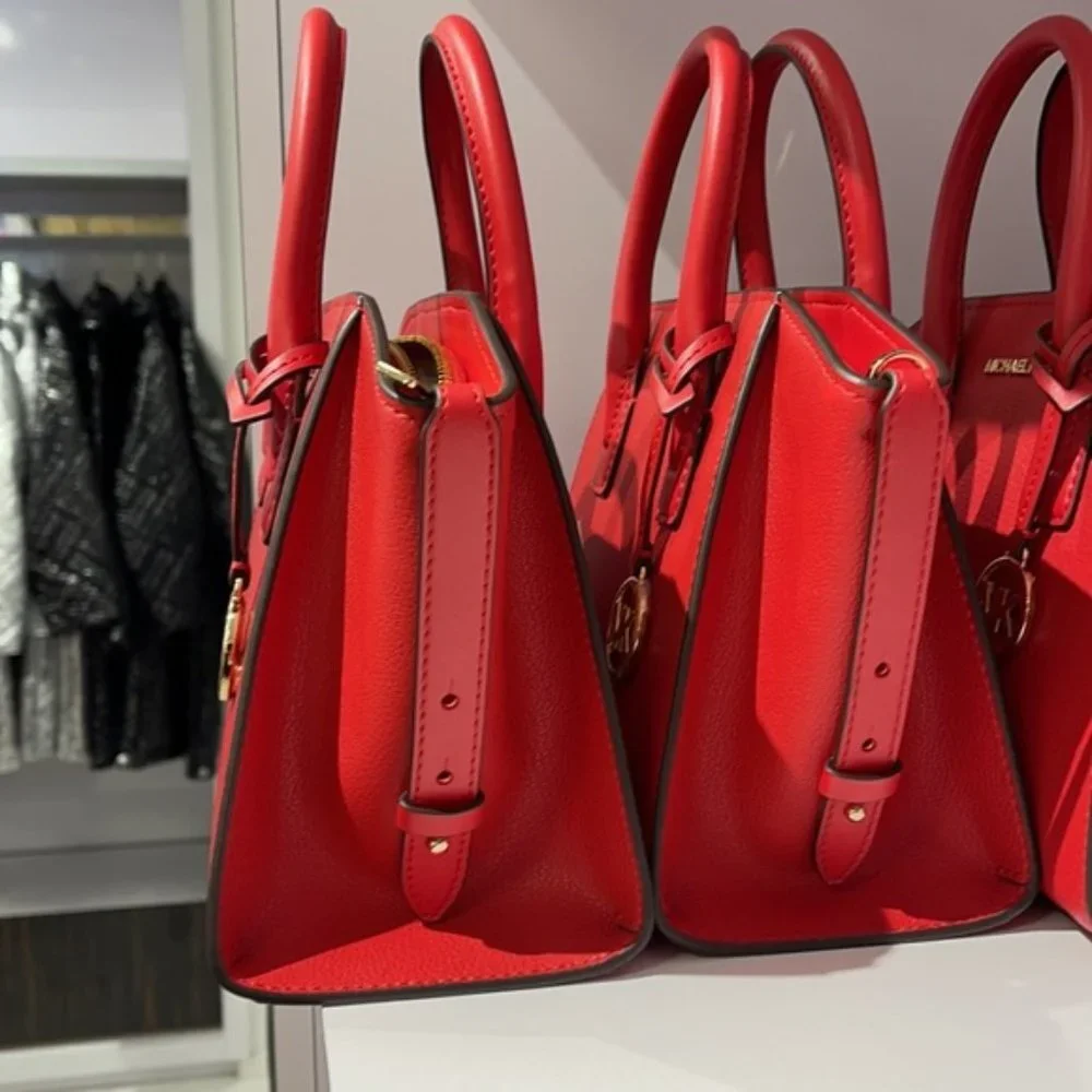Michael Kors Avril Small Leather Top-Zip Satchel Color Flame